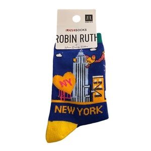 New Robin Ruth Love Socks New York Graphic Socks - Blue & Yellow